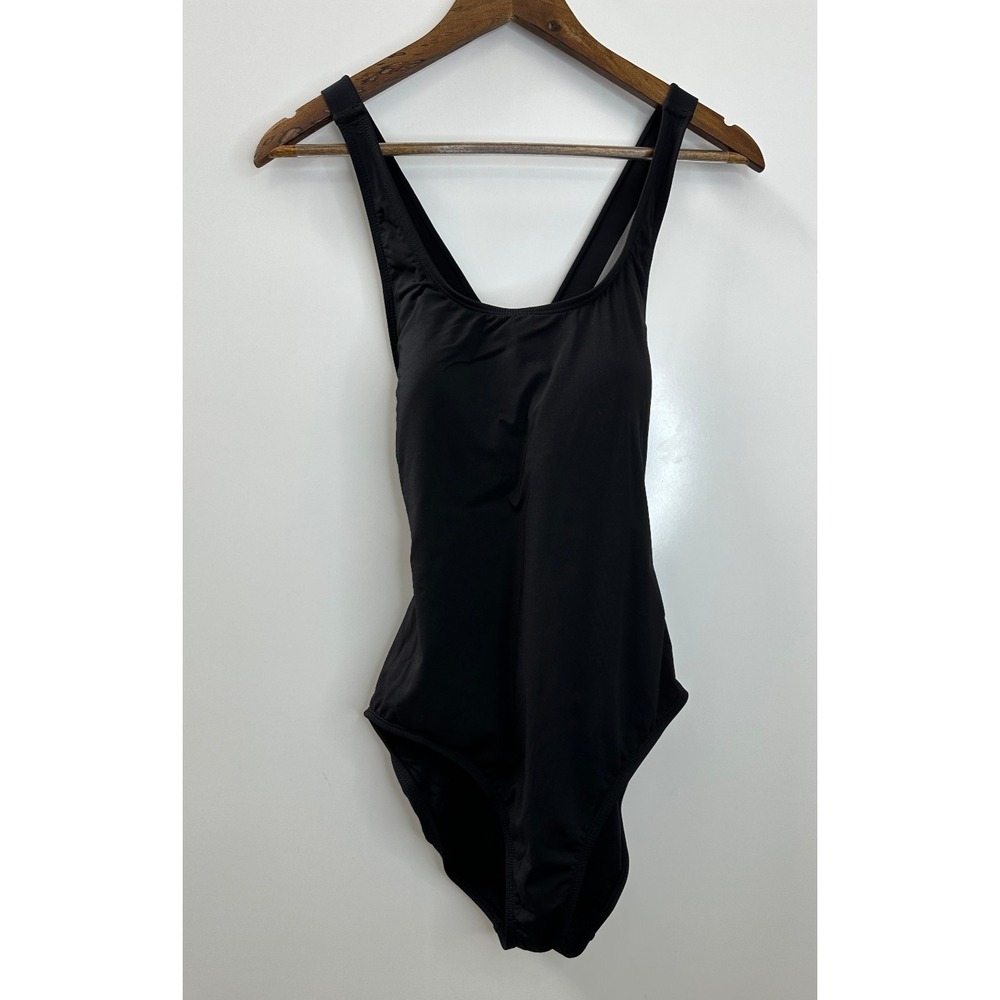 Andie One Piece Swimsuit Black Criss Cross Open Back Scoop Neck Womens Large - Picture 2 of 12